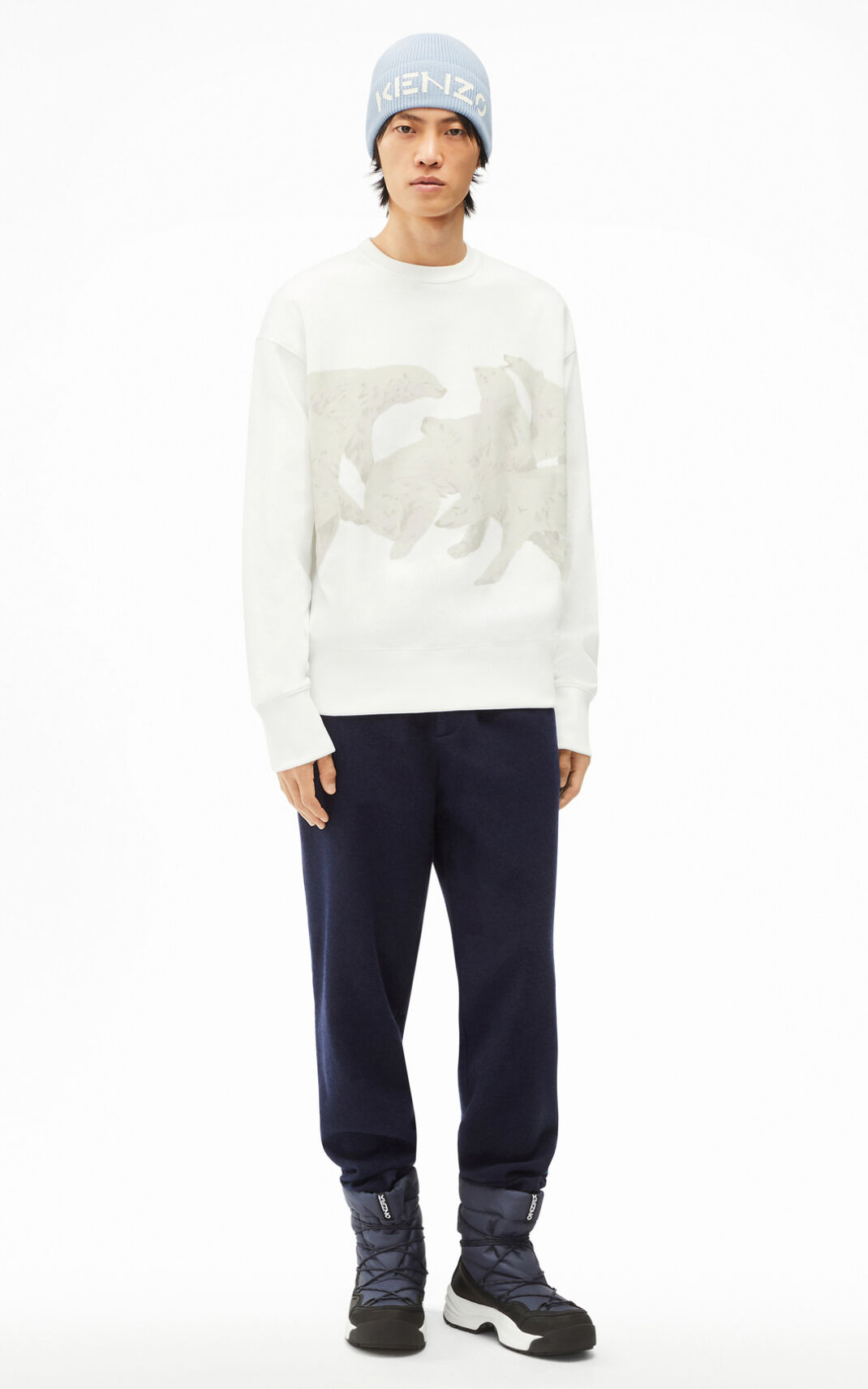 Kenzo The Kışlık Capsule Polar Bear Sweatshirt Erkek Beyaz | 4317-ZHQYX